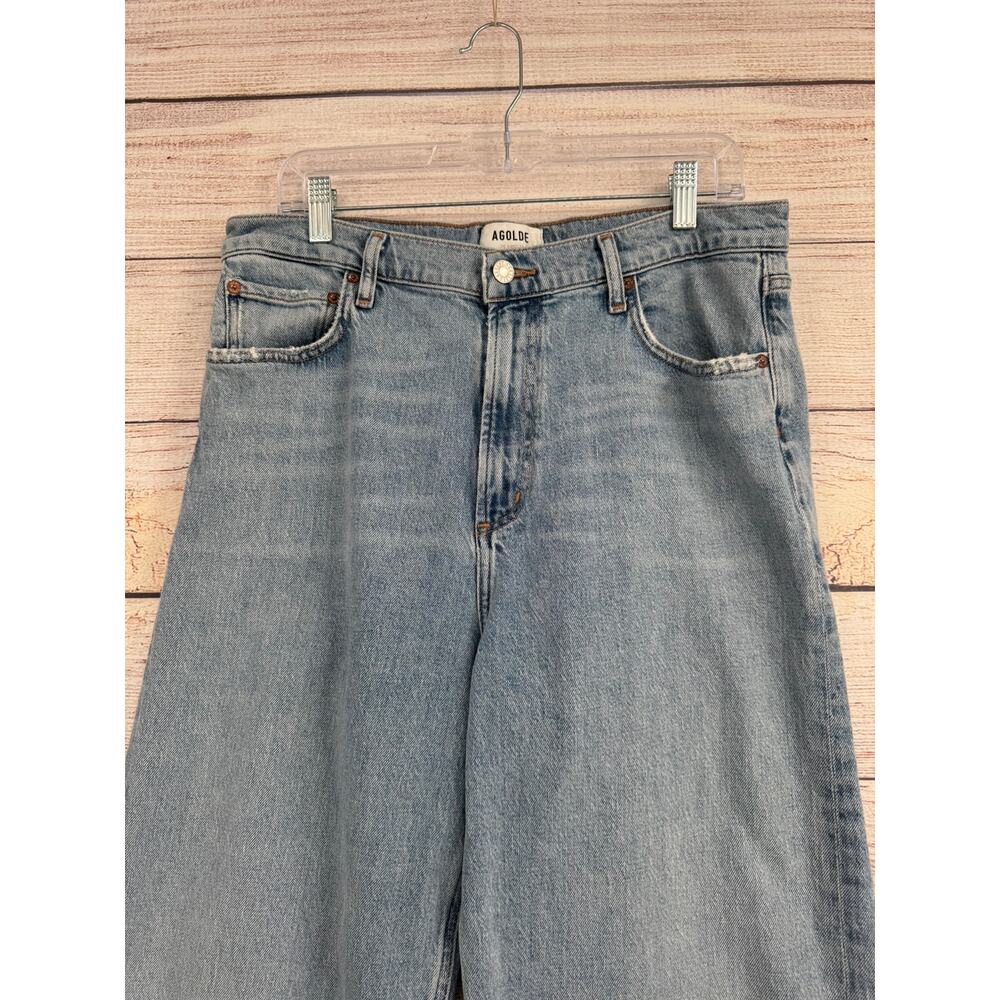 Agolde Ren High Rise Wide Leg Relaxed Jeans Womens 32 Blue Light Wash Denim - Picture 3 of 10